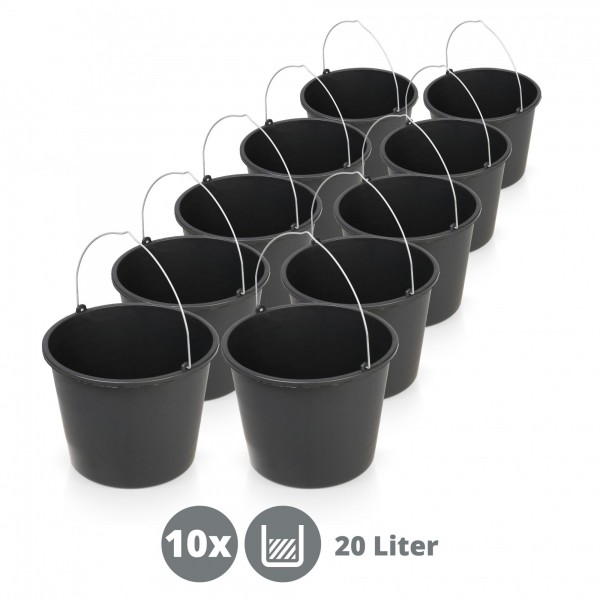 10 x vědro stavební plastové 20 litrů černé kbelík